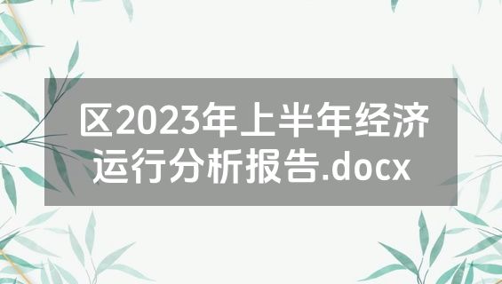 区2023年上半年经济运行分析报告.docx