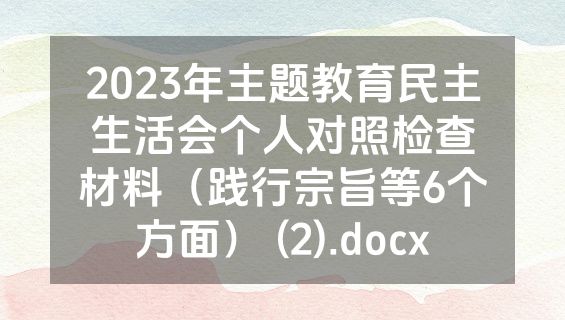 2023年主题教育民主生活会个人对照检查材料（践行宗旨等6个方面） (2).docx