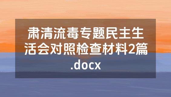 肃清流毒专题民主生活会对照检查材料2篇.docx