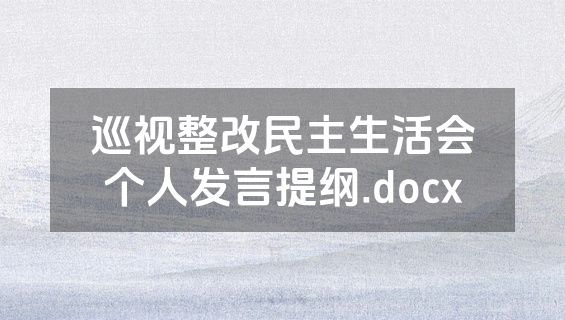 巡视整改民主生活会个人发言提纲.docx