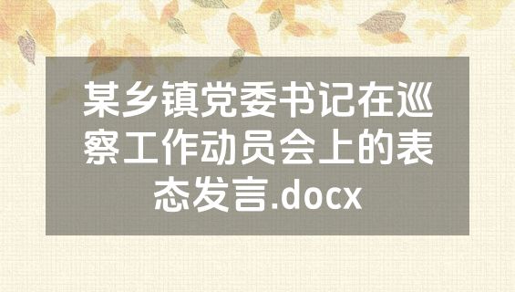 某乡镇党委书记在巡察工作动员会上的表态发言.docx