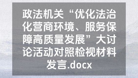 政法机关“优化法治化营商环境、服务保障高质量发展”大讨论活动对照检视材料发言.docx