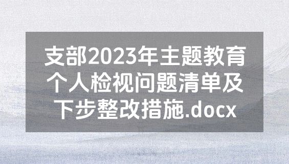 支部2023年主题教育个人检视问题清单及下步整改措施.docx