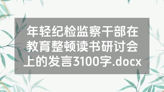 年轻纪检监察干部在教育整顿读书研讨会上的发言3100字.docx