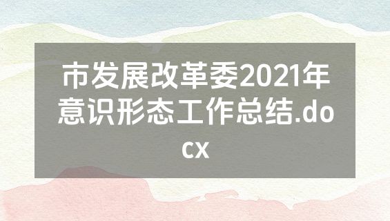 市发展改革委2021年意识形态工作总结.docx