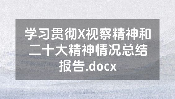 学习贯彻X视察精神和二十大精神情况总结报告.docx