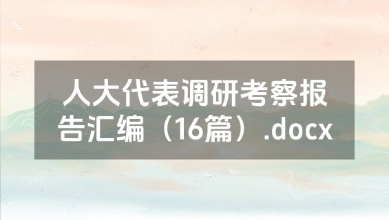 人大代表调研考察报告汇编（16篇）.docx