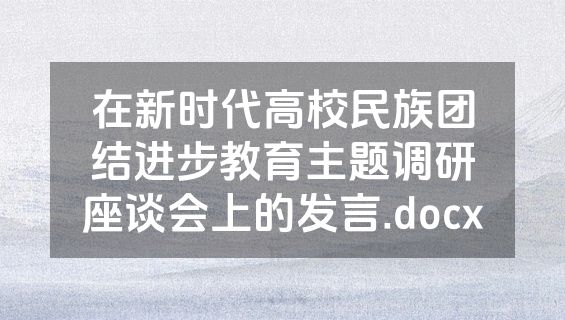 在新时代高校民族团结进步教育主题调研座谈会上的发言.docx