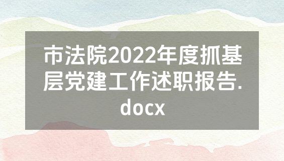 市法院2022年度抓基层党建工作述职报告.docx