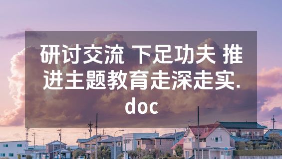 研讨交流 下足功夫 推进主题教育走深走实.doc