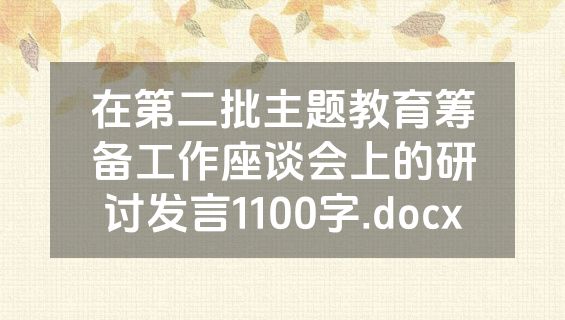在第二批主题教育筹备工作座谈会上的研讨发言1100字.docx
