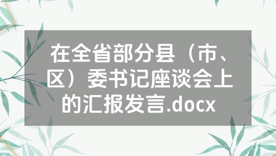 在全省部分县（市、区）委书记座谈会上的汇报发言.docx
