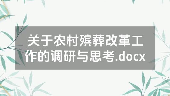 关于农村殡葬改革工作的调研与思考.docx