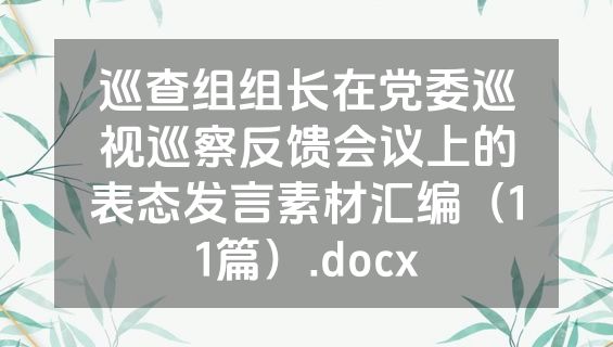 巡查组组长在党委巡视巡察反馈会议上的表态发言素材汇编（11篇）.docx