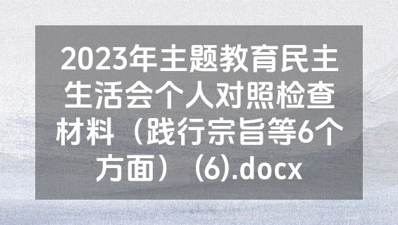 2023年主题教育民主生活会个人对照检查材料（践行宗旨等6个方面） (6).docx