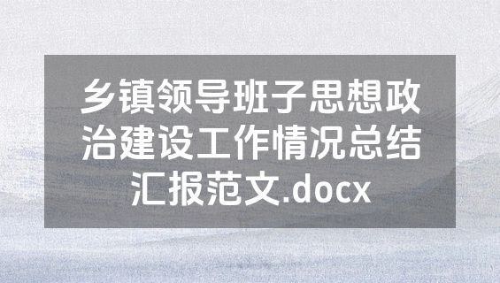 乡镇领导班子思想政治建设工作情况总结汇报范文.docx