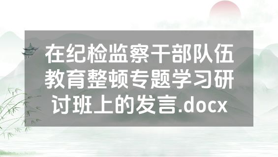 在纪检监察干部队伍教育整顿专题学习研讨班上的发言.docx