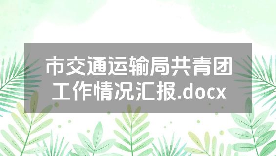 市交通运输局共青团工作情况汇报.docx