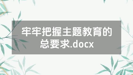 牢牢把握主题教育的总要求.docx