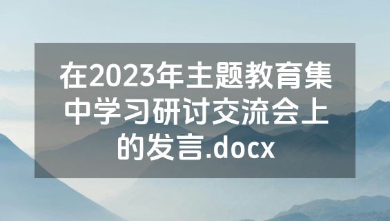 在2023年主题教育集中学习研讨交流会上的发言.docx