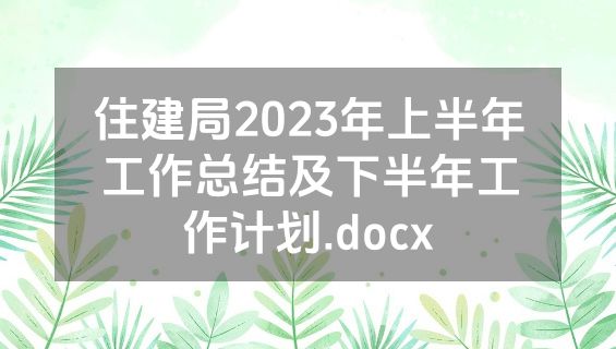 住建局2023年上半年工作总结及下半年工作计划.docx