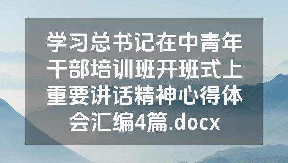 学习总书记在中青年干部培训班开班式上重要讲话精神心得体会汇编4篇.docx
