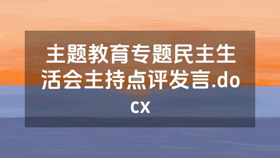 主题教育专题民主生活会主持点评发言.docx