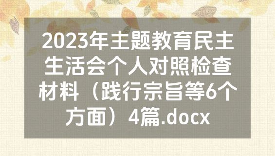 2023年主题教育民主生活会个人对照检查材料（践行宗旨等6个方面）4篇.docx