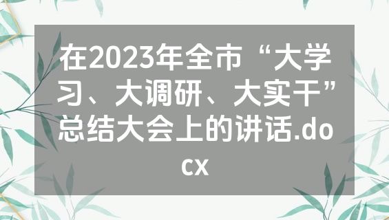 在2023年全市“大学习、大调研、大实干”总结大会上的讲话.docx