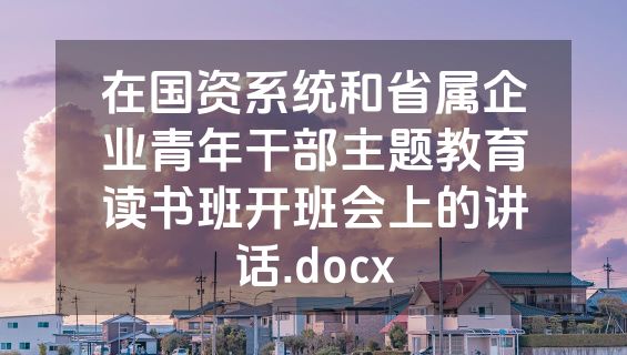 在国资系统和省属企业青年干部主题教育读书班开班会上的讲话.docx