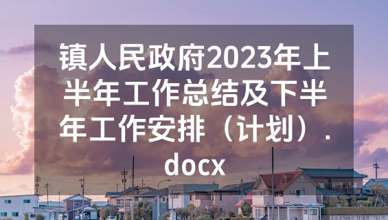 镇人民政府2023年上半年工作总结及下半年工作安排（计划）.docx