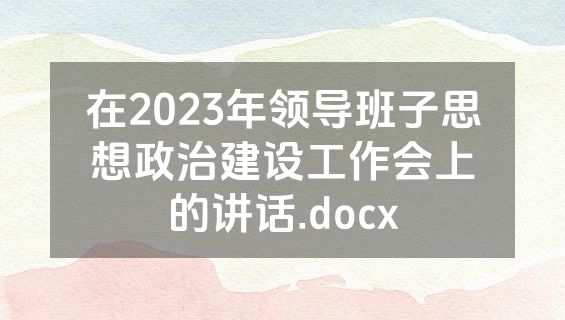 在2023年领导班子思想政治建设工作会上的讲话.docx