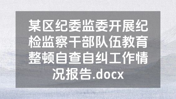 某区纪委监委开展纪检监察干部队伍教育整顿自查自纠工作情况报告.docx