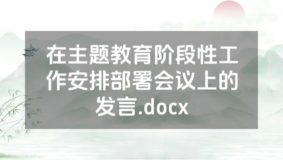在主题教育阶段性工作安排部署会议上的发言.docx