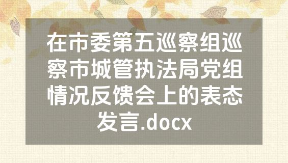 在市委第五巡察组巡察市城管执法局党组情况反馈会上的表态发言.docx