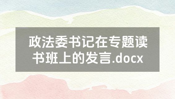 政法委书记在专题读书班上的发言.docx