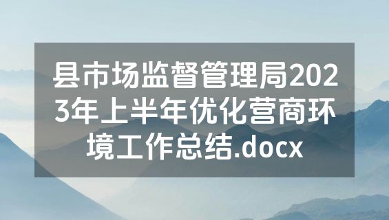 县市场监督管理局2023年上半年优化营商环境工作总结.docx