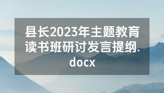 县长2023年主题教育读书班研讨发言提纲.docx