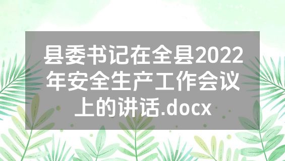 县委书记在全县2022年安全生产工作会议上的讲话.docx