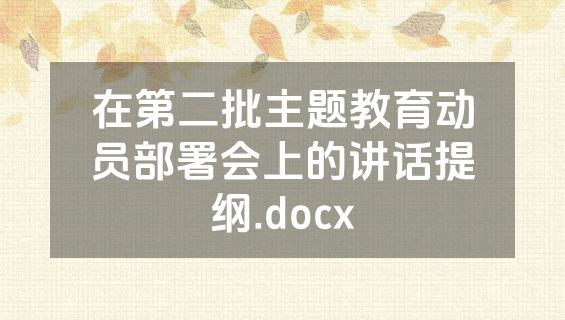 在第二批主题教育动员部署会上的讲话提纲.docx