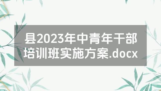 县2023年中青年干部培训班实施方案.docx