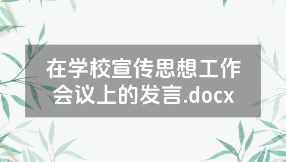 在学校宣传思想工作会议上的发言.docx