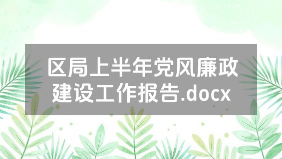 区局上半年党风廉政建设工作报告.docx