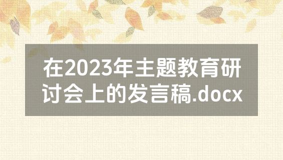 在2023年主题教育研讨会上的发言稿.docx