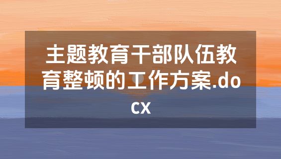 主题教育干部队伍教育整顿的工作方案.docx