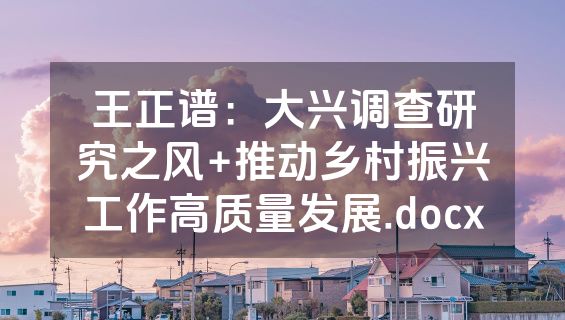王正谱：大兴调查研究之风+推动乡村振兴工作高质量发展.docx