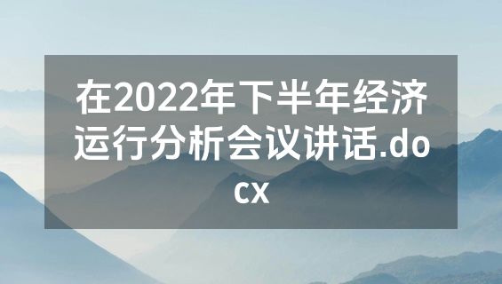 在2022年下半年经济运行分析会议讲话.docx