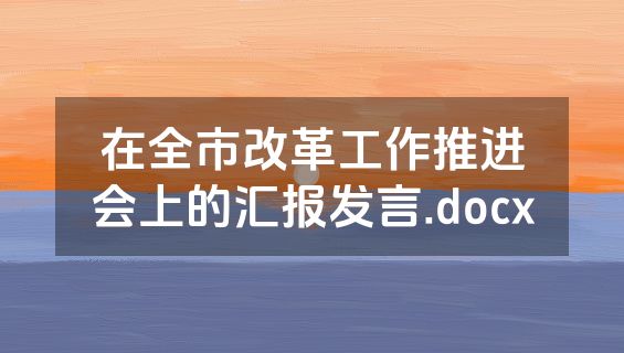 在全市改革工作推进会上的汇报发言.docx