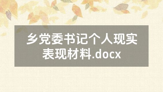 乡党委书记个人现实表现材料.docx