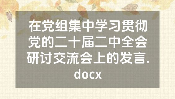 在党组集中学习贯彻党的二十届二中全会研讨交流会上的发言.docx